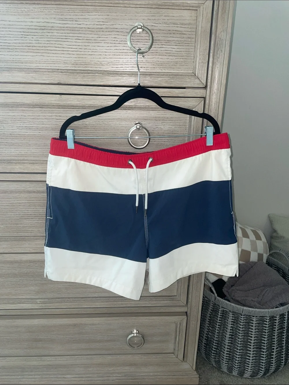 Abercrombie and Fitch Red, White, and Blue Swim Trunks